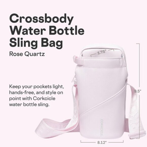 ⚡Corkcicle Rose Quart Crossbody Tumblers Water Bottle Adjustable Strap Sling Bag - Picture 2 of 7